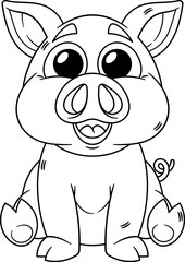 Cute pig farm animal black-and-white