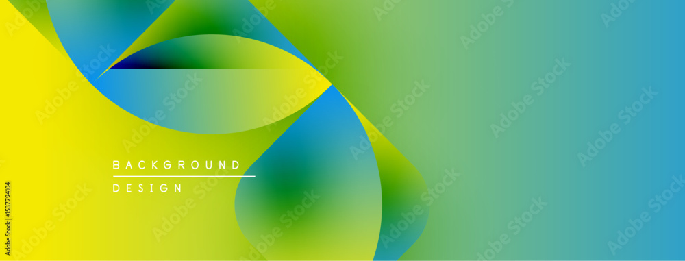 Poster abstract vibrant gradients blend. yellow, green, blue hues create flowing shapes, modern design elem