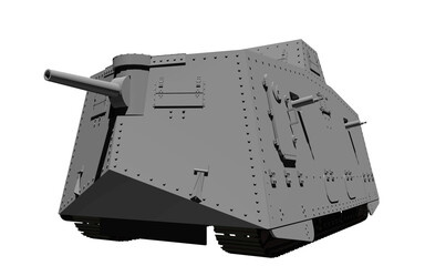 A7V突撃戦車 A7V ドイツ 第一次世界大戦 WWI	 レンダリング画像 透過png	