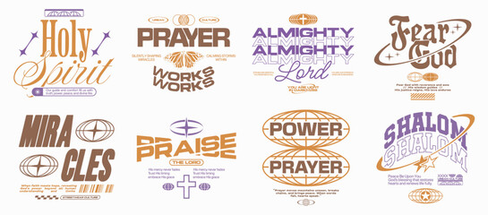 Christian minimal urban typography quotes, Christianity typography t-shirt design bundle, Faith streetwear graphic tee shirt set, Retro Christian typographic poster, Christian quotes design for print