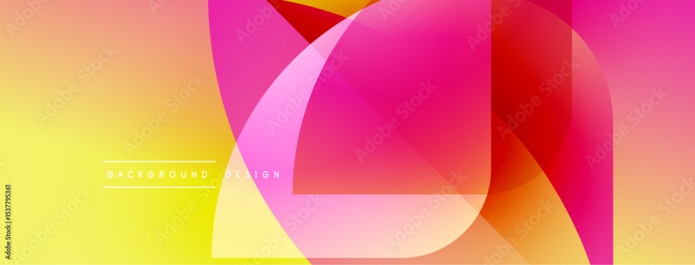 Poster Abstract vibrant design. Overlapping shapes create dynamic colorful composition. Gradient transitions offer smooth visual flow.