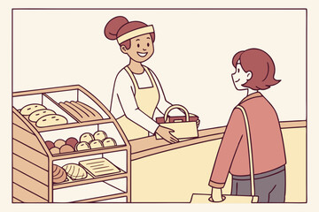 Bakery shop customer service illustration transparent background