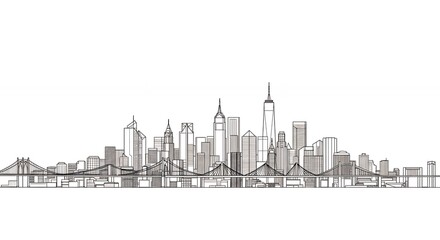 City skyline line drawing