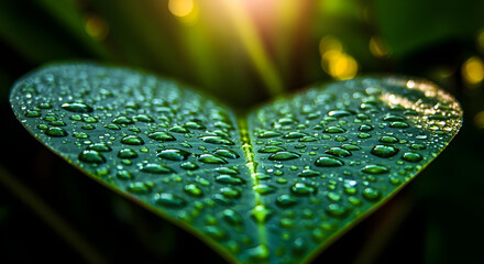 green leaf with water drops