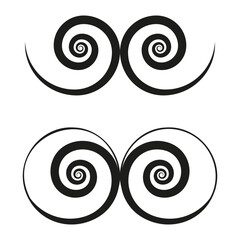 Double spiral icon. Swirl shape vector. Circular line figure. Abstract motion form