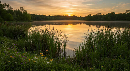sunrise over the lake