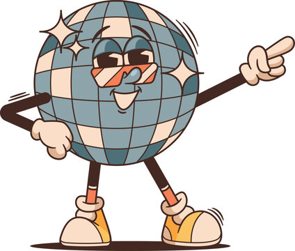 Disco ball character retro style