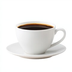 Black Coffee in plain white cup, no milk, isolated on white 