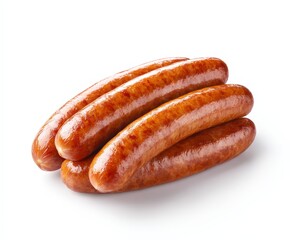hotdog, long cooked sausages isolated on white background