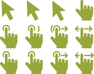 Touchscreen Gesture Icons  Click Swipe Pinch Zoom Rotate Vector Set