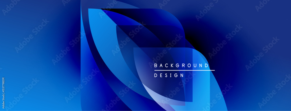 Poster Abstract blue design. Flowing shapes create dynamic visual effect. Text reads background design. Modern, sleek presentation.