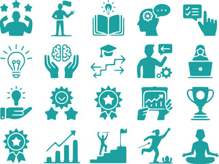  Success  Development Icons  Expertise Learning Achievement Vector Set