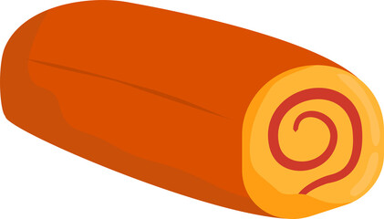 Rolled Dessert: Swirled Fillings, Orange Cake, Isolated Vector.