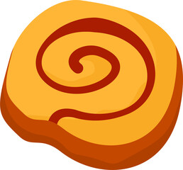 Flat Vector Illustration: Swirled Dough Pastry, Warm Colors