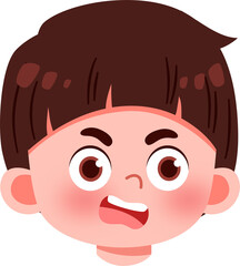 Animated Boy's Face: Wide-Eyed, Open-Mouthed Expression of Surprise.