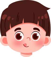 Cartoon Boy's Head: Simple Illustration with Brown Hair and Rosy Cheeks.