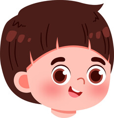 Cartoon Boy: Wide-Eyed Smile, Rosy Cheeks, Simple Illustration Style