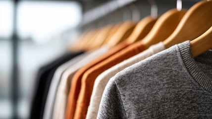 シンプルTシャツの美しい陳列