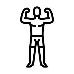 Male MMA fighter pose outline icon. Mixed martial arts fighter black line illustration.
