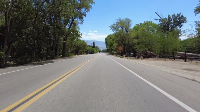 Eastern Sierra Bishop Highway 168 Eastbound 08 Driving Plate Sierra Nevada Mts California USA