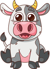 Cute cow farm animal vector illustration
