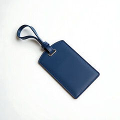 Fototapeta premium Blank Blue Leather Luggage Tag Mockup