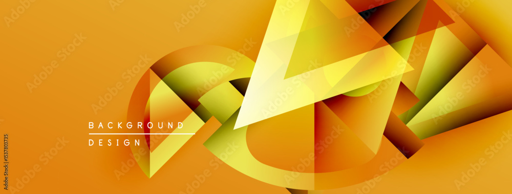 Poster abstract geometric shapes, vibrant orange hues, dynamic composition. modern design elements create e