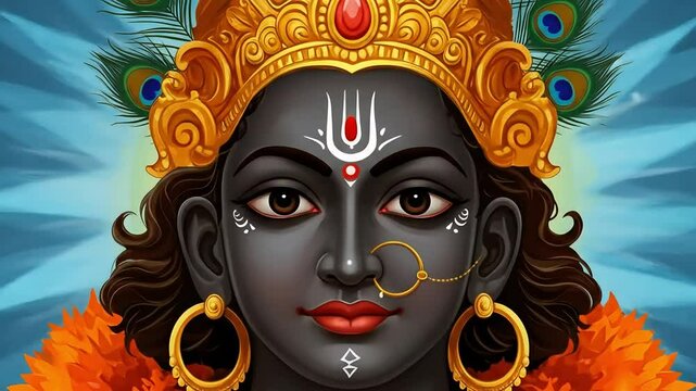 Kali Mata Face Closeup with Red Bindi and Golden Jewelry &ndash; Hindu Goddess Digital Art for Navratri, Durga Puja, and Spiritual Posters