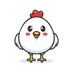 Fototapeta premium Minimal Flat Vector Cute Chicken with Bold Black Outline and Happy Expression Without Gradients