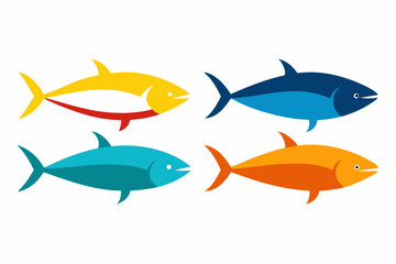 set of Tuna icon vector silhouette illustration isolated on white background