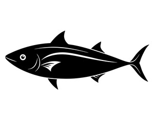 Tuna vector silhouette illustration isolated on white background