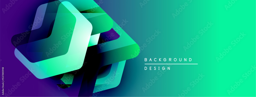 Poster Abstract geometric shapes, vibrant gradient colors. Modern design elements create dynamic visual impact. Background suggests technology, innovation.