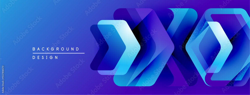 Poster Abstract blue gradient background. Layered shapes create dynamic visual effect. Modern design suitable for digital projects.