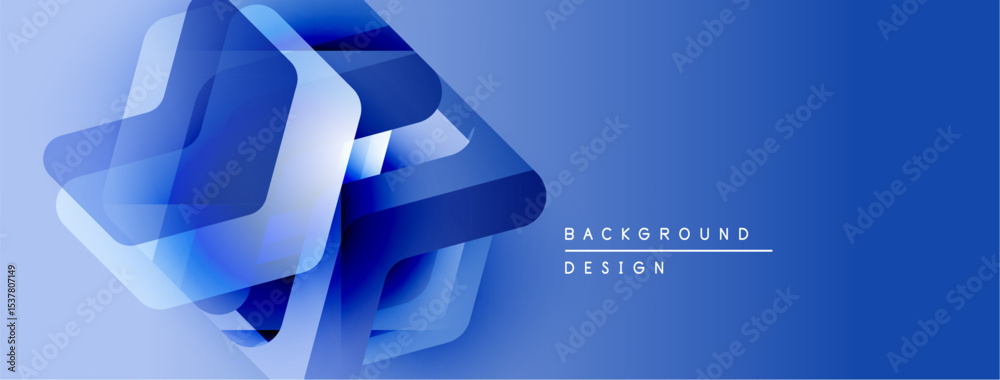 Aufkleber Abstract blue shapes create dynamic visual effect. Gradient background enhances modern design elements. Simple, clean aesthetic.