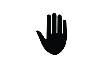 Simple Black Hand Icon With Fingers Isolated Against a White Backdrop A Sign of Stopping