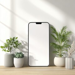 Smartphone mockup, plants, minimalist