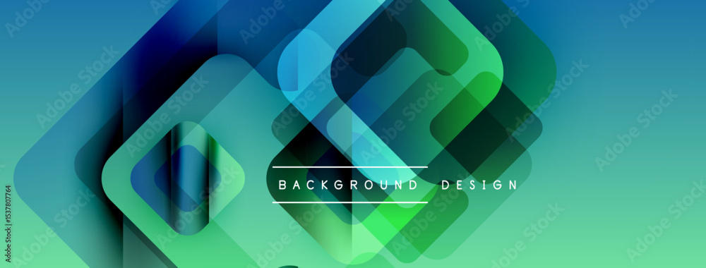 Poster Abstract geometric shapes overlap, creating vibrant gradient effect. Modern design suitable for backgrounds, presentations.