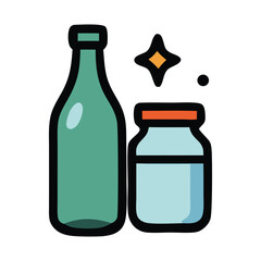 Recyclable waste glass containers ideal for website, presentation, infographic and education material showcasing recyclable waste