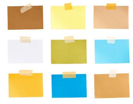 paper taped sticky note isolated on transparent png clipping path