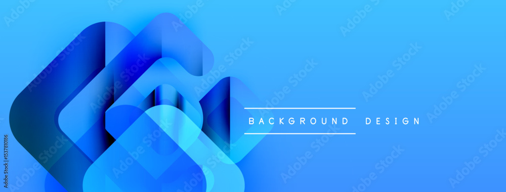 Aufkleber Abstract blue shapes overlap, creating dynamic visual effect. Gradient hues suggest depth, modern aesthetic. Text reads background design.