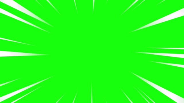 Anime mangga style comic speed line background animation on green screen, flash action, concentrated lines
