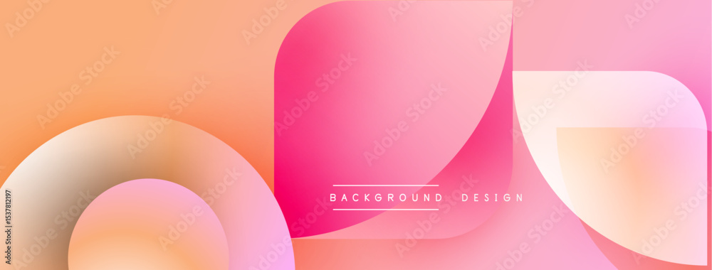 Poster Abstract gradient shapes overlap. Soft orange, pink hues dominate composition. Minimalist design suggests modern aesthetic. Background text reads background design.
