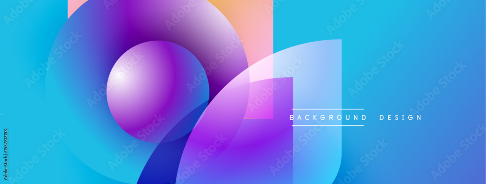 Poster Abstract gradient shapes overlap, creating dynamic visual effect. Blue, purple, pink hues dominate composition. Modern design element.