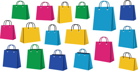 Colorful shopping bags vector illustration retail therapy sale discount marketing promotion design concept editable stock vector illustration