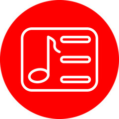Music Playlist Vector Line White Circle Red