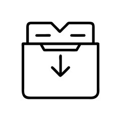 Download archive folder icon with incoming documents for file storage concept