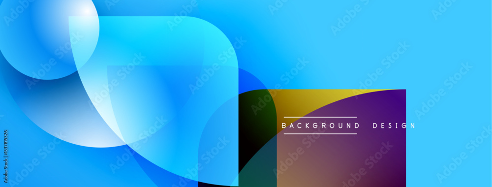 Poster abstract blue background features flowing shapes, gradients, vibrant colors. modern design element f