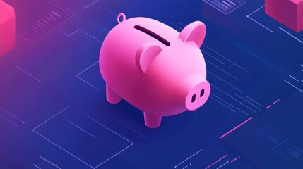 Digital Piggy Bank Infographic with Business Theme in Vibrant Colors