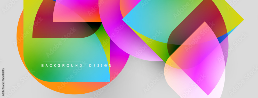 Aufkleber Abstract vibrant shapes overlap, creating dynamic colorful background. Modern design features gradients, smooth transitions.
