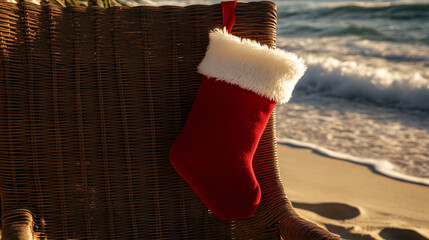 Cozy Christmas Stocking Hanging from Beach Chair - Leon Day Fusion 